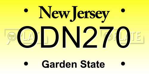 ODN270 New Jersey License Plate