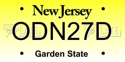 ODN27D New Jersey License Plate