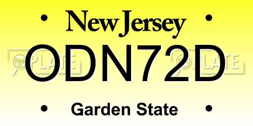 ODN72D New Jersey License Plate