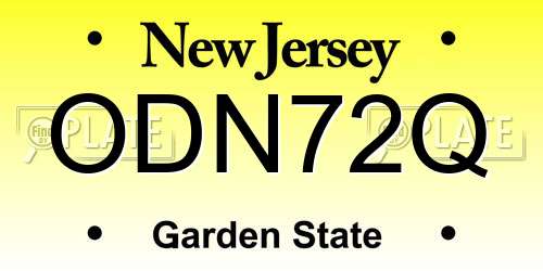 ODN72Q New Jersey License Plate