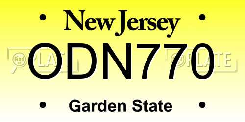 ODN770 New Jersey License Plate