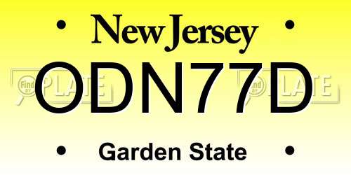 ODN77D New Jersey License Plate