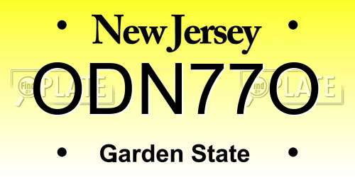 ODN77O New Jersey License Plate