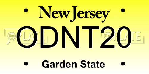 ODNT20 New Jersey License Plate