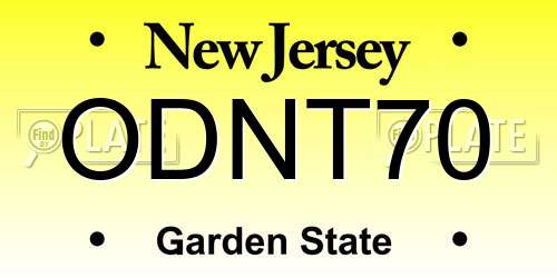 ODNT70 New Jersey License Plate