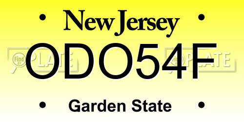ODO54F New Jersey License Plate