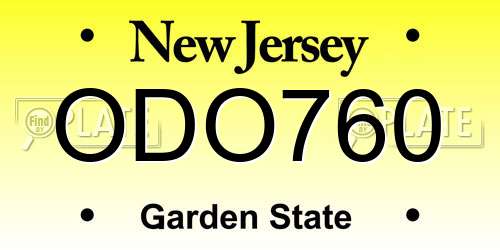 ODO760 New Jersey License Plate