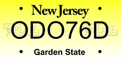 ODO76D New Jersey License Plate