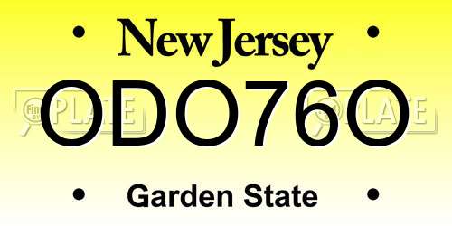 ODO76O New Jersey License Plate