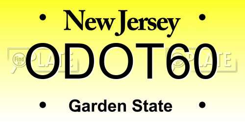 ODOT60 New Jersey License Plate