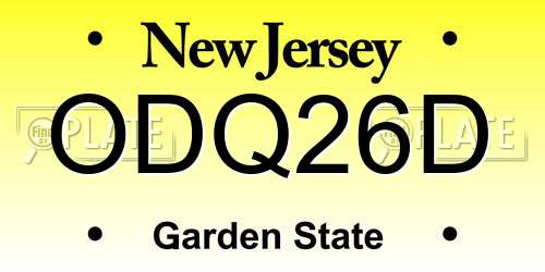 ODQ26D New Jersey License Plate
