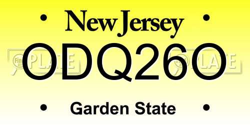 ODQ26O New Jersey License Plate