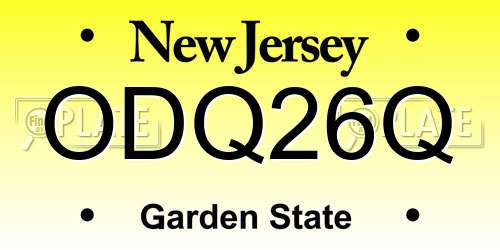 ODQ26Q New Jersey License Plate
