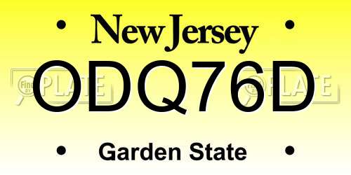 ODQ76D New Jersey License Plate