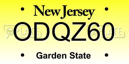 ODQZ60 New Jersey License Plate