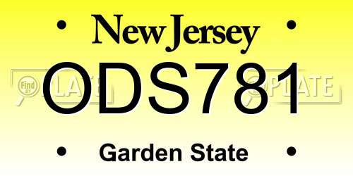 ODS781 New Jersey License Plate
