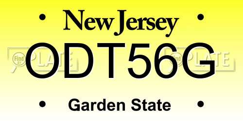 ODT56G New Jersey License Plate