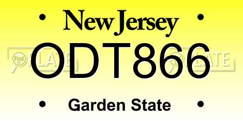 ODT866 New Jersey License Plate