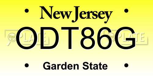 ODT86G New Jersey License Plate