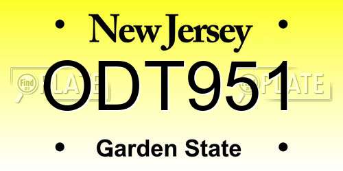 ODT951 New Jersey License Plate