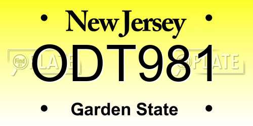 ODT981 New Jersey License Plate