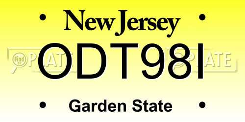 ODT98I New Jersey License Plate