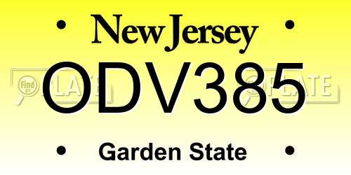 ODV385 New Jersey License Plate