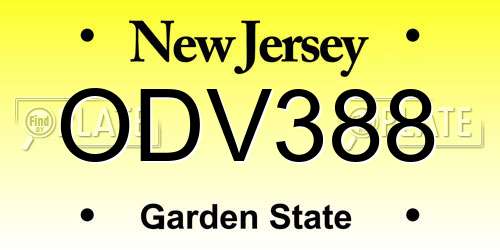 ODV388 New Jersey License Plate