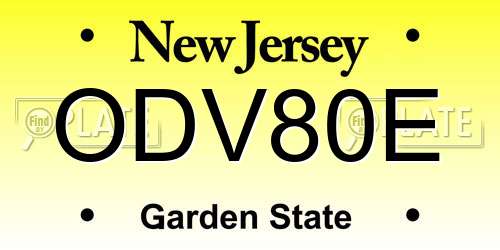 ODV80E New Jersey License Plate