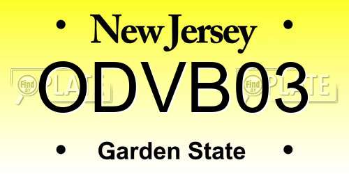 ODVB03 New Jersey License Plate