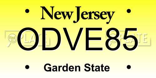 ODVE85 New Jersey License Plate
