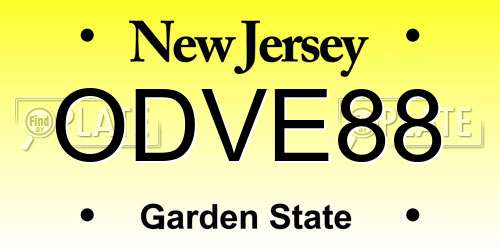ODVE88 New Jersey License Plate