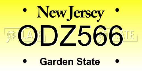 ODZ566 New Jersey License Plate