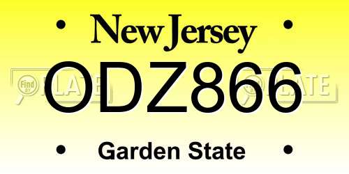 ODZ866 New Jersey License Plate