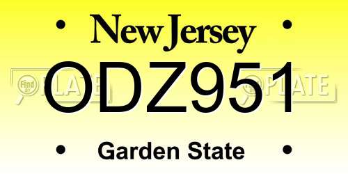 ODZ951 New Jersey License Plate