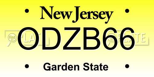 ODZB66 New Jersey License Plate