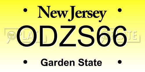 ODZS66 New Jersey License Plate