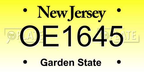 OE1645 New Jersey License Plate