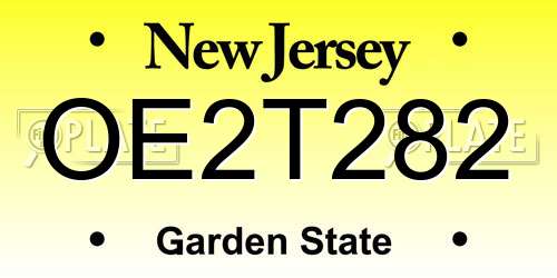 OE2T282 New Jersey License Plate
