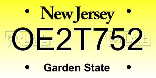 OE2T752 New Jersey License Plate