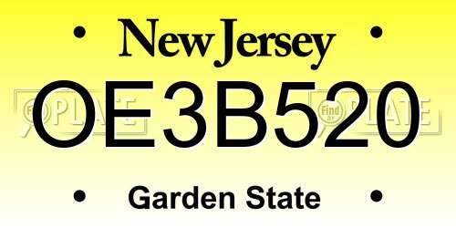 OE3B520 New Jersey License Plate