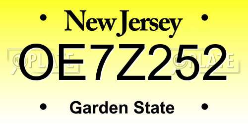 OE7Z252 New Jersey License Plate