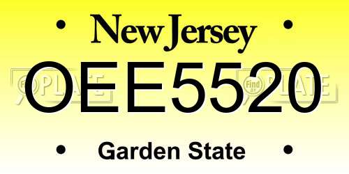 OEE5520 New Jersey License Plate