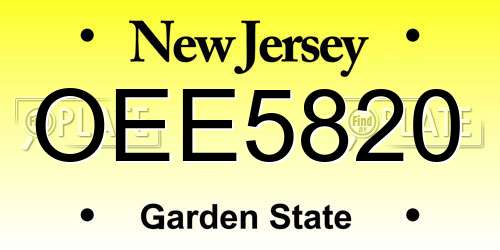 OEE5820 New Jersey License Plate