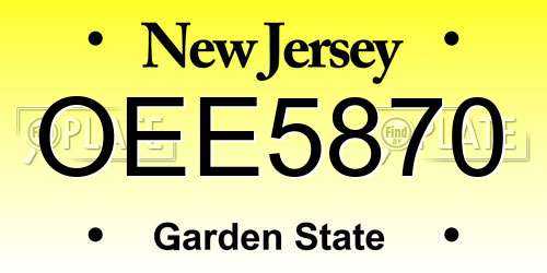 OEE5870 New Jersey License Plate