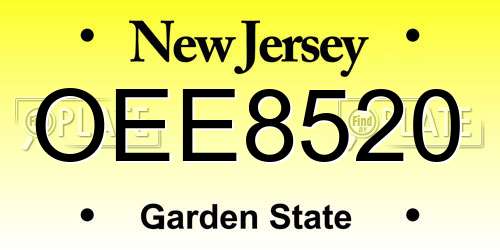 OEE8520 New Jersey License Plate