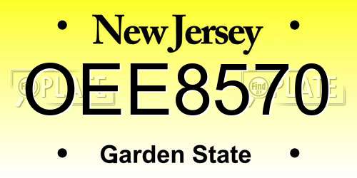 OEE8570 New Jersey License Plate