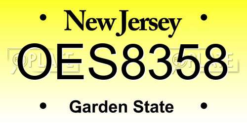 OES8358 New Jersey License Plate