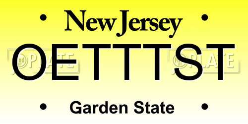 OETTTST New Jersey License Plate