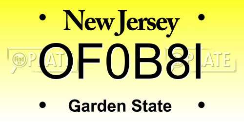 OF0B8I New Jersey License Plate
